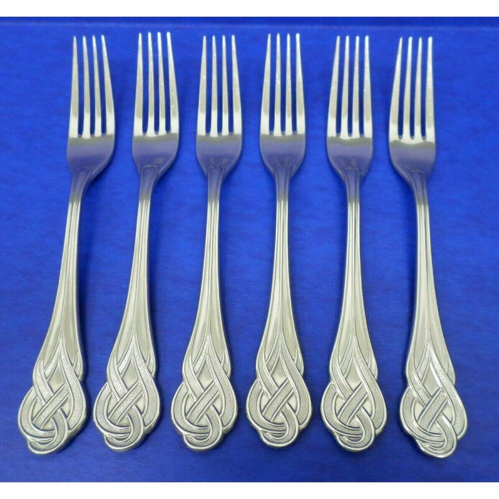 6 - Franciscan TALLAHASSEE Satin Stainless 18/8 HOLLAND Flatware DINNER FORKS